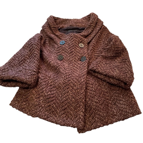 Zara Basic cropped Sweater/jacket-3/4 sleeve-belt on Back-Size Large - Picture 1 of 8